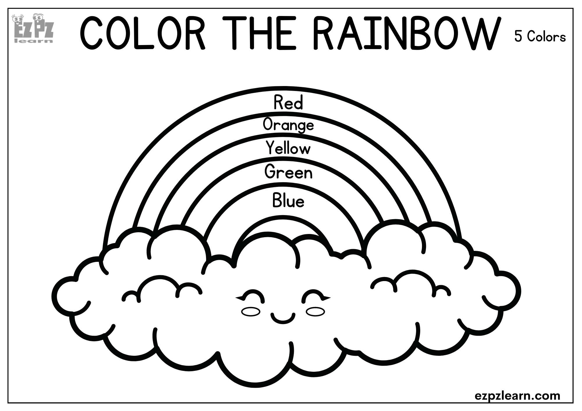 Rainbow Coloring Page Printable Rainbow Sun Kids Activity Fun Self